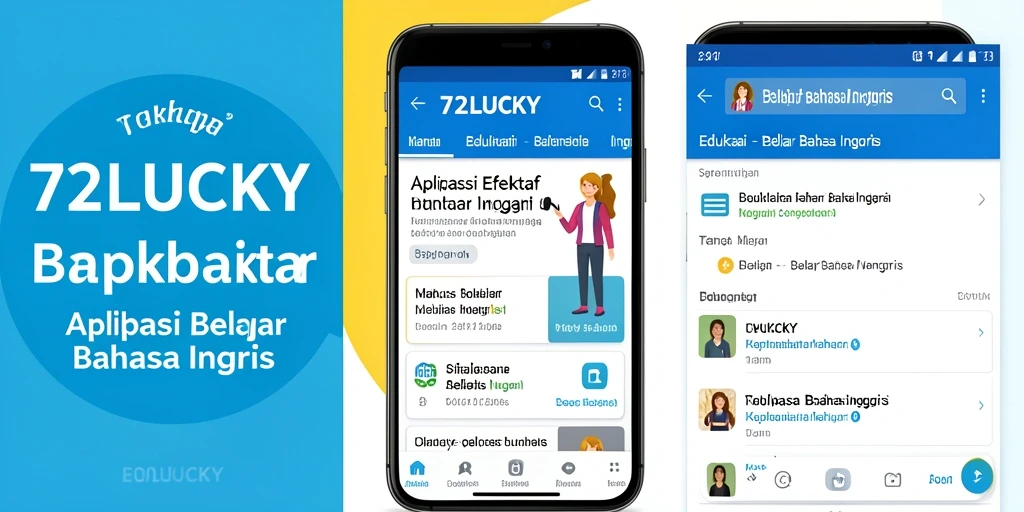 Antarmuka aplikasi 72LUCKY yang interaktif dan menarik untuk belajar Bahasa Inggris.