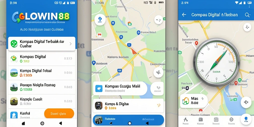 Tampilan antarmuka GLOWIN88 menampilkan fungsi kompas digital yang intuitif.