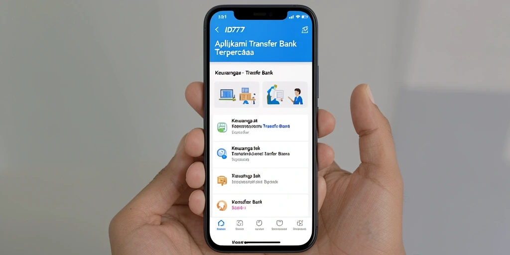 Tampilan antarmuka aplikasi Transfer Bank ID777 yang modern dan intuitif.