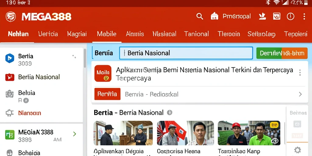 Antarmuka bersih dan informatif dari MEGA388 untuk Berita Nasional.