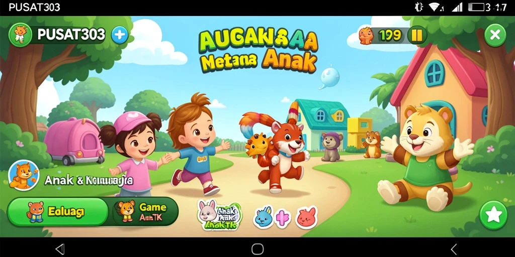 Tampilan antarmuka permainan edukatif PUSAT303 yang ceria dan interaktif.