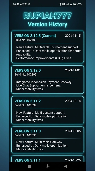 Riwayat Versi Aplikasi rupiah777 Untuk Pengguna Android
